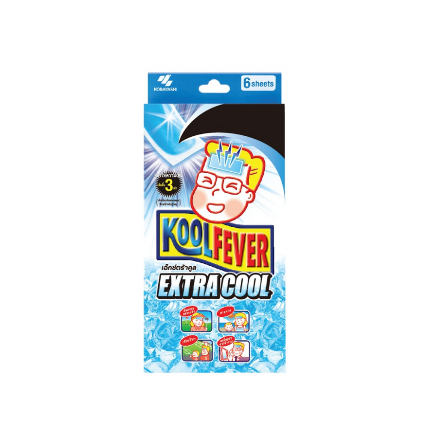 Koolfever Extra Cool คูลฟีเวอร์ แผ่นเจลลดไข้ สูตรเย็นพิเศษ 3 เท่า สำหรับเด็กโต - ผู้ใหญ่ 6s/Box