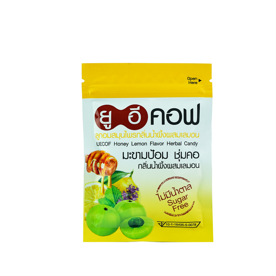 UECOF Honey Lemon Candy ลูกอมผสมสมุนไพร กลิ่นน้ำผึ้งผสมเลมอน 20s