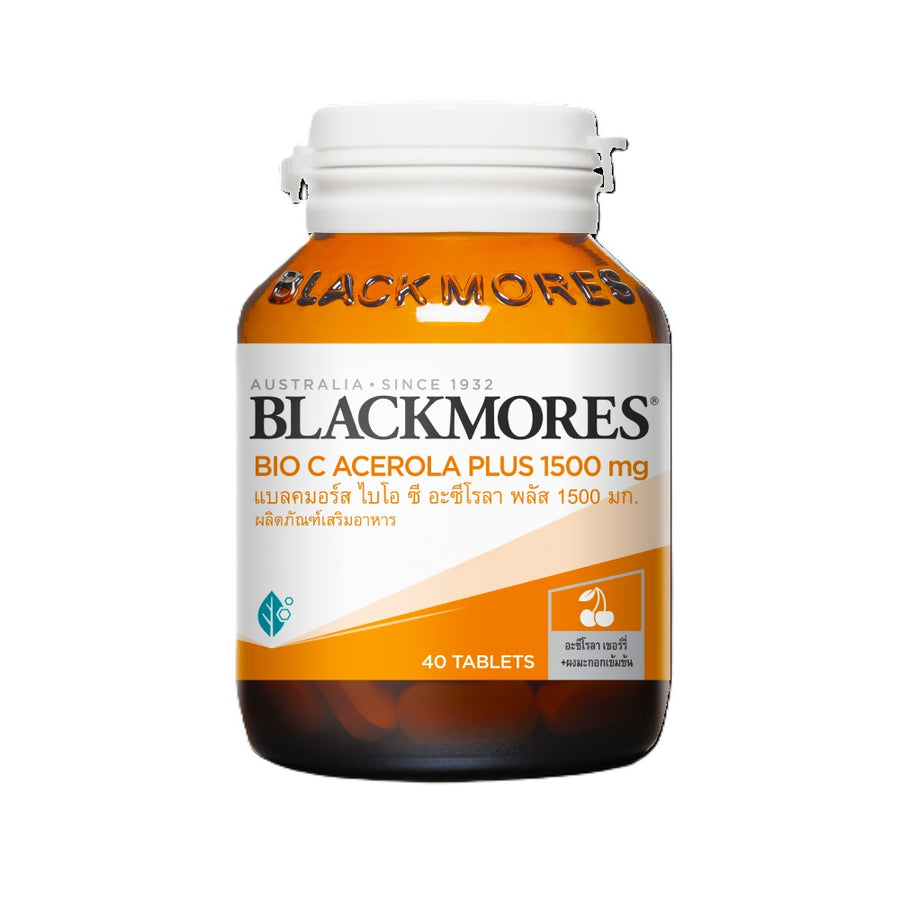 BLACKMORES BIO C ACEROLA PLUS 1500 MG แบลคมอร์ส ไบโอ ซี อะซีโรลา พลัส 1500 มก. 40 เม็ด