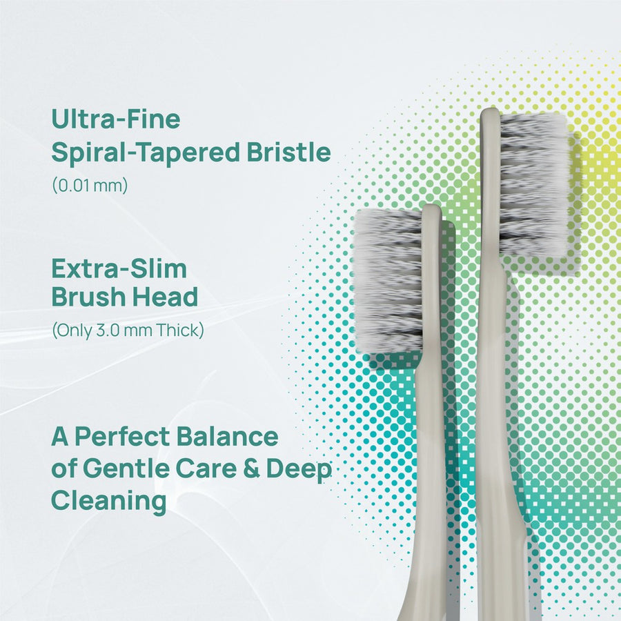 Dentiste Advanced Care & Premium Toothbrush แปรงสีฟันขนนุ่ม 0.01 มม หัวแปรงกว้างพิเศษ 15 มม. สีม่วง เทา ฟ้า (Copy)