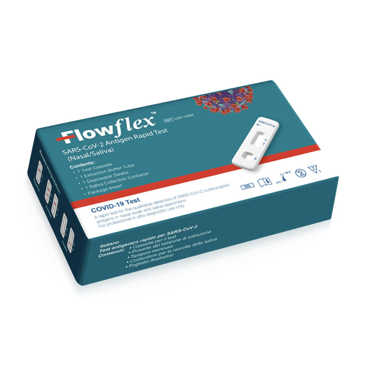 Flowflex กล่องเขียว 2in1 SARS-CoV2 2in1 1กล่อง 1ชุดตรวจ 1Test แหย่ปลายจมูกและน้ำลาย