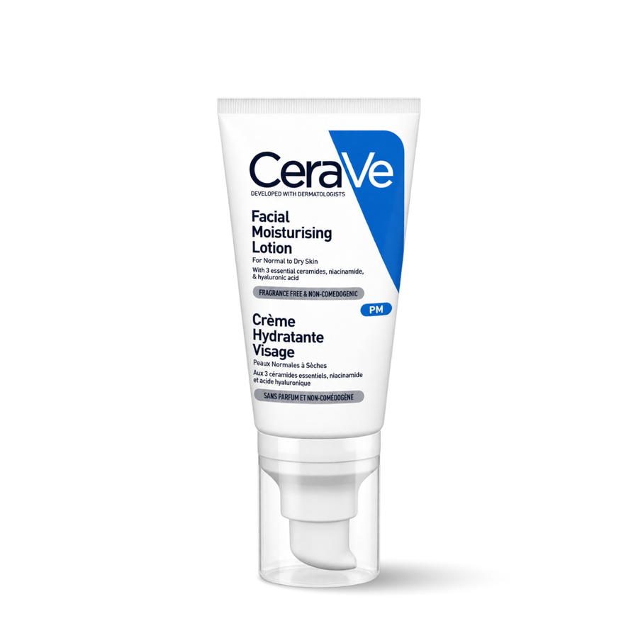 cerave facial moisturizing pm lotion 52 ml. โลชั่นบำรุงผิวหน้า สำหรับผิวธรรมดา