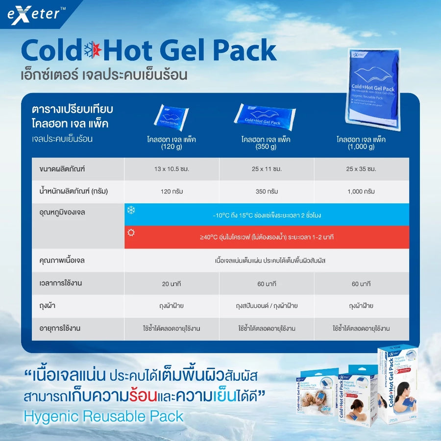 EXETER COLD HOT GEL PACK แผ่นเจลประคบเย็นร้อน 120G.