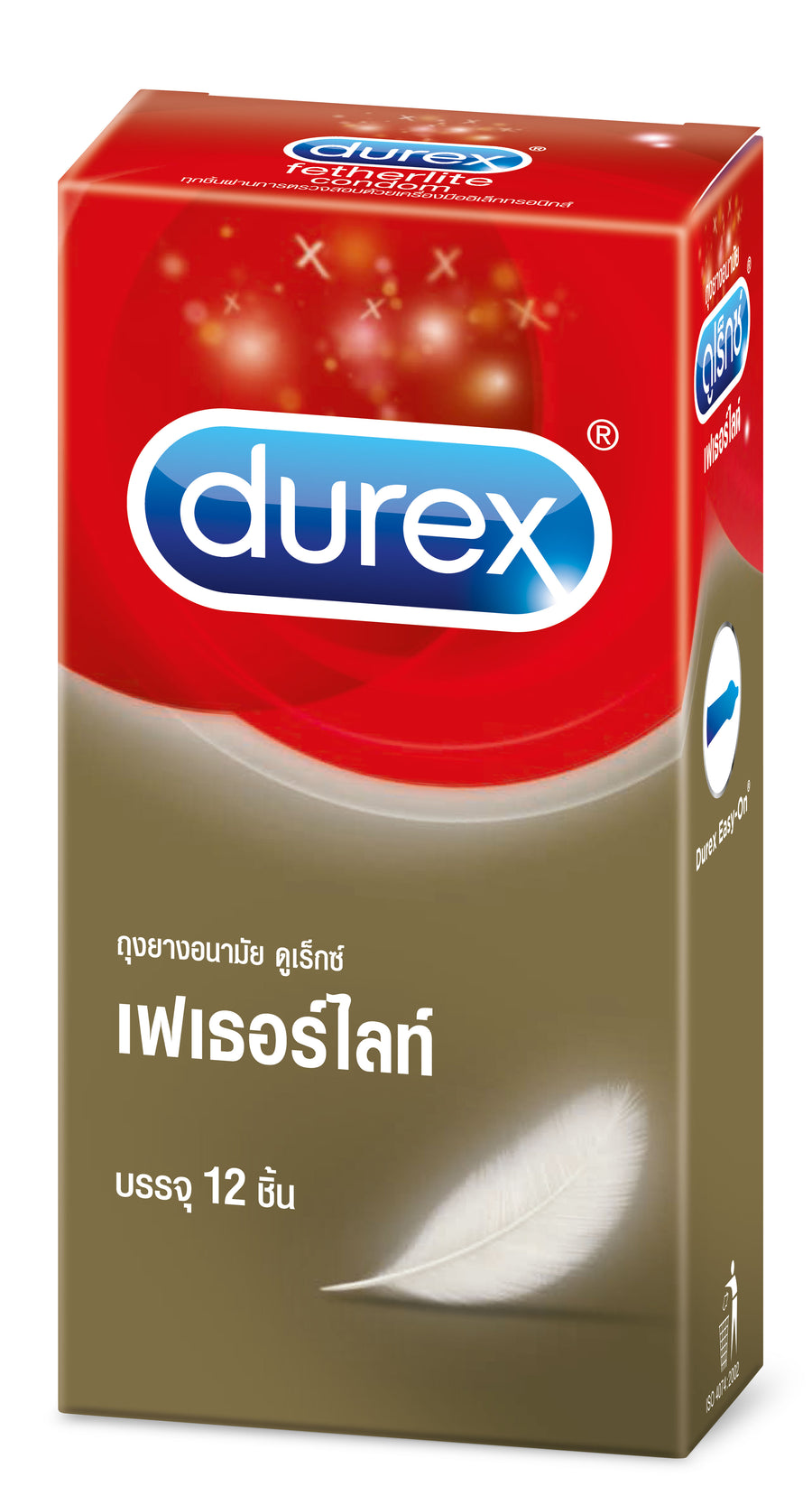 DUREX FETHERLITE ดูเร็กซ์ ถุงยางอนามัย เฟเธอร์ไลท์ 12 ชิ้น ขนาด 52.5 มม.