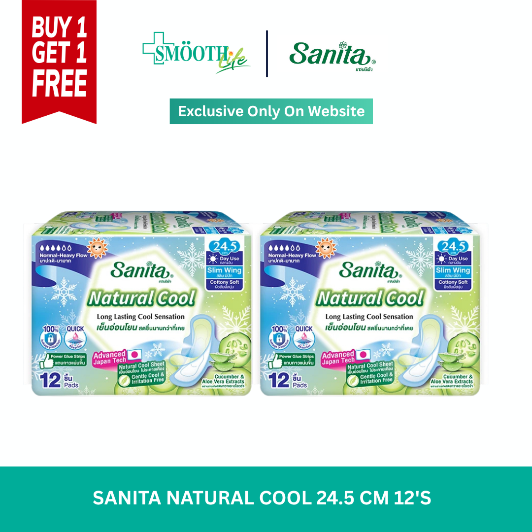 [ 1 แถม 1 ] SANITA NATURAL COOL 24.5 CM 12'S