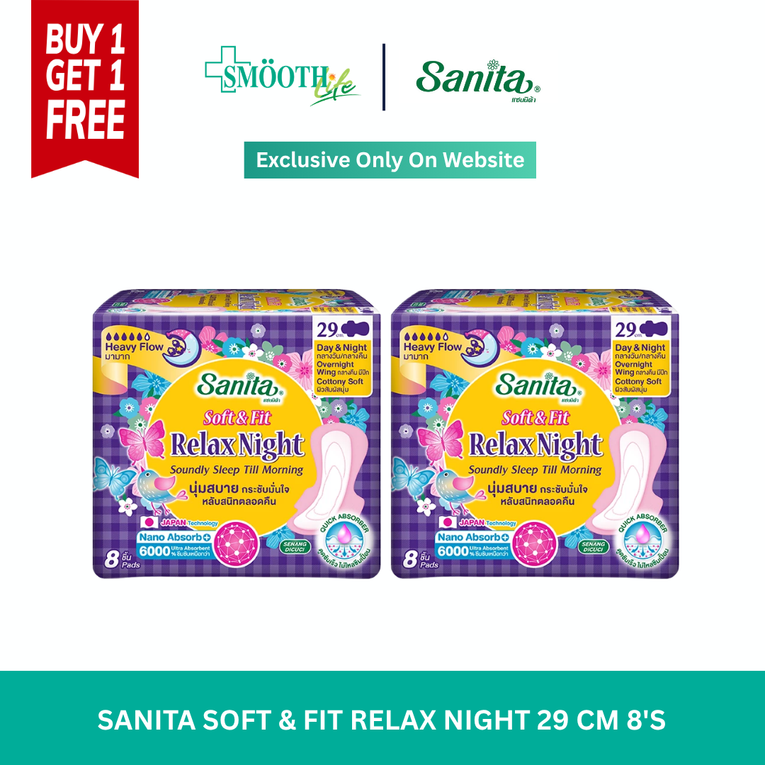 [ 1 แถม 1 ] SANITA SOFT & FIT RELAX NIGHT 29 CM 8'S