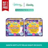 [ 1 แถม 1 ] SANITA SOFT & FIT RELAX NIGHT 29 CM 8'S