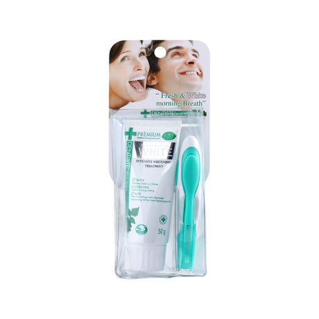 Dentiste Travel Pack Whitening (Foldable) เซ็ตยาสีฟันสูตร Premium White พร้อมแปรงพับ แบบพกพา สำหรับท่องเที่ยว เดนทิสเต้
