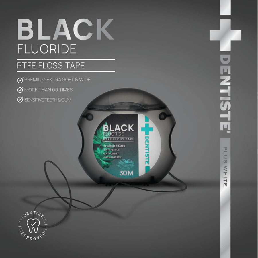 [Mid-Year Sale] Dentiste Dental Black PTFE Floss Tape with Fluoride 30m