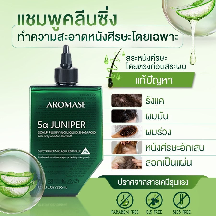 [Mid-Year Sale] AROMASE 5α Juniper Scalp Purifying Liquid Shampoo แชมพูคลีนซิ่งหนังศีรษะ จบปัญหาหนังศีรษะ ไร้สารเคมี