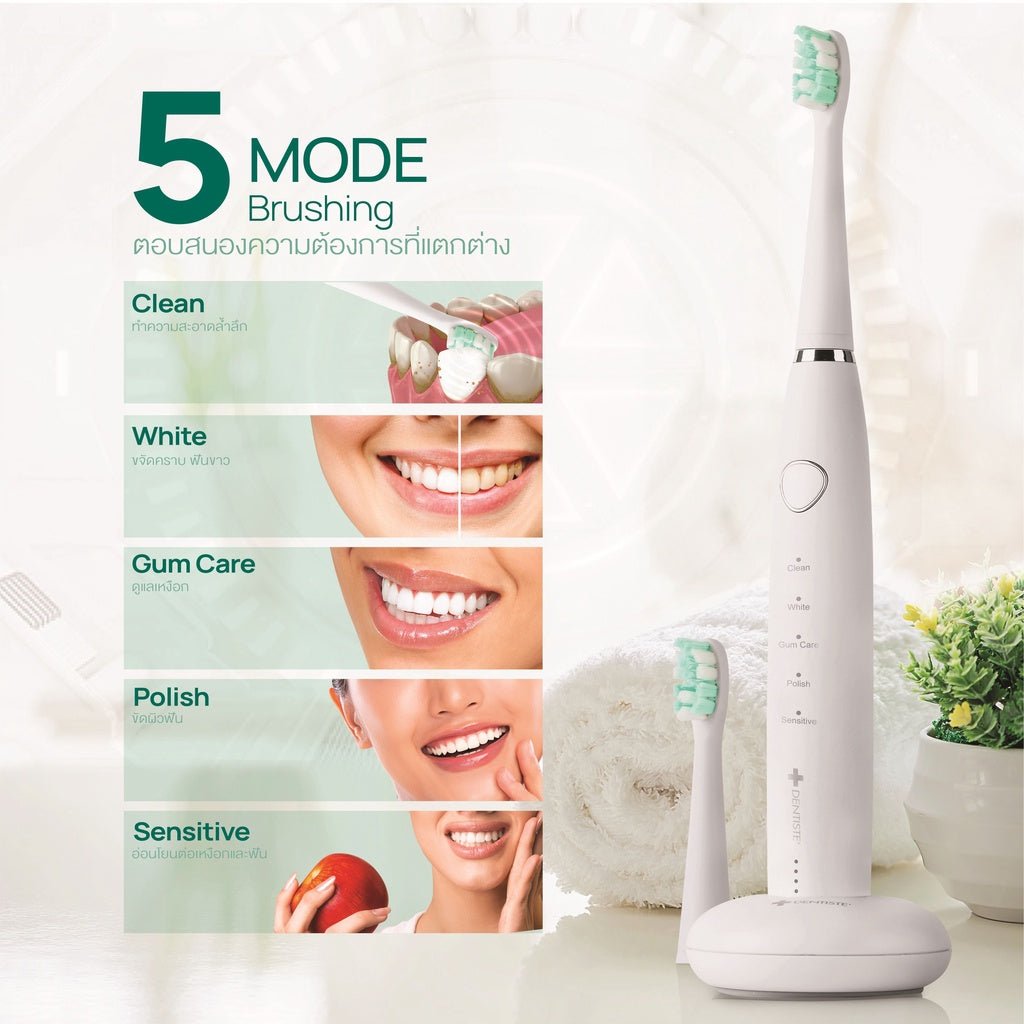 [1 free 2] Dentiste Sonic Electronic Toothbrush 5 Mode  free Extra Fresh Spray 3 ml & Plaque Test 10s.