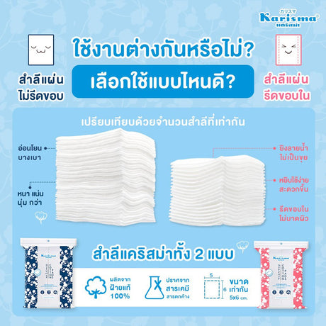 KARISMA COTTON COMPRESSED PADS สำลีเช็ดเครื่องสำอาง สำลีแผ่นรีดขอบ