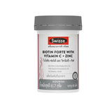 [1 แถม 1 ] Swisse Biotin Forte With วิตามิน C + Zinc ไบโอติน + ซิงค์ 60 เม็ด