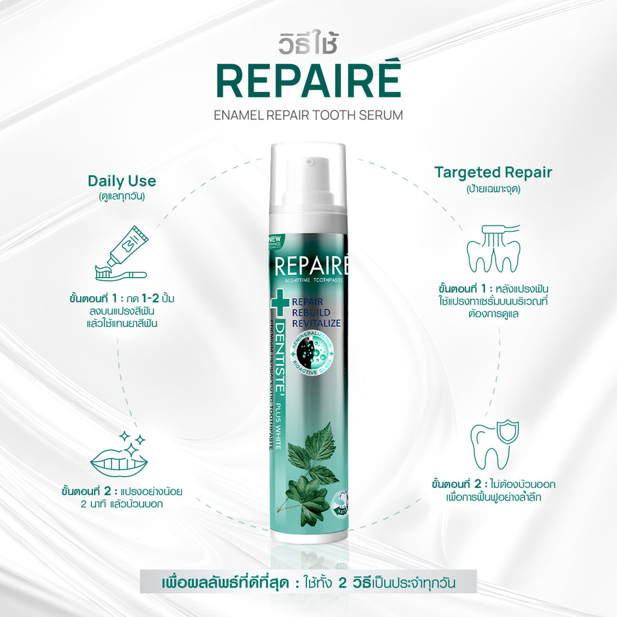 [2 Free 4] Dentiste' Remin Fluoride 15 g. & Repaire X3 70 g. Free! Toothbrush x3 & Magic Brush x1