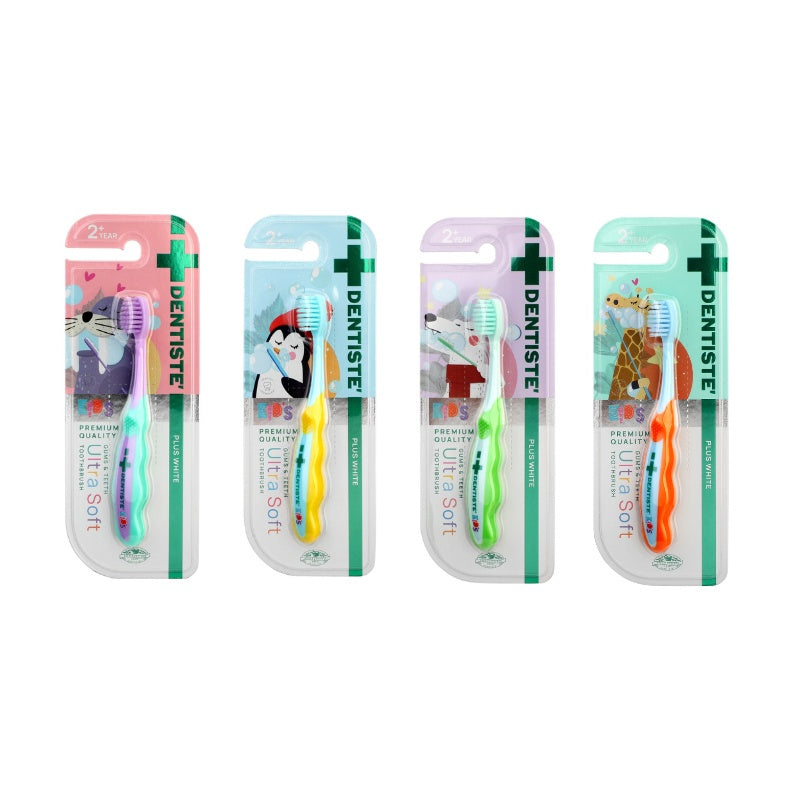 Dentiste Premium Kids Set สำหรับเด็ก 2-6 ปี ยาสีฟันแปรงแห้งเด็ก สูตร Strawberry 60g. + แปรงสีฟันเด็ก ขนแปรงนุ่มพิเศษ