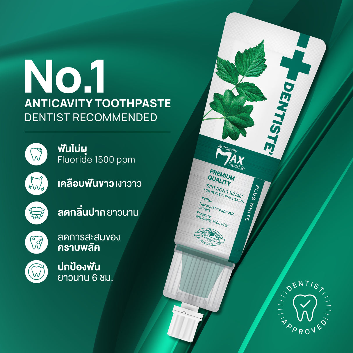 [Box] Dentiste’ Anticavity Max Fluoride Toothpaste 12g. (6 pcs./box) ยาสีฟันสูตรแปรงแห้ง ป้องกันฟันผุ ฟลูออไรด์ 1500PPM