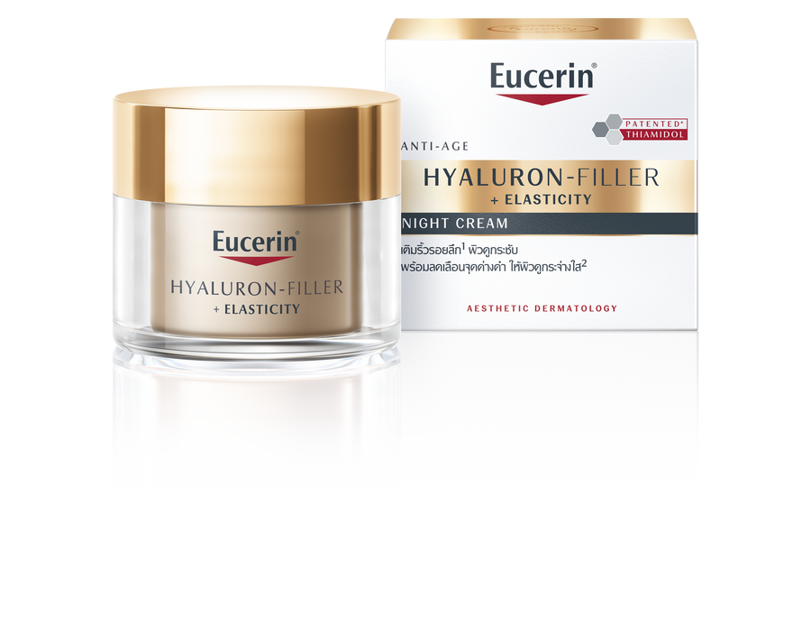 Eucerin HYALURON-FILLER + ELASTICITY THIAMIDOL NIGHT CREAM 50 ML ยูเซอริน ไฮยาลูรอน ไนท์ครีมลดเลือนริ้วรอย ยกกระชับ