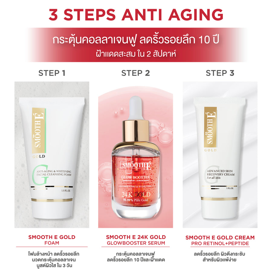[Pack 6] Smooth E Gold 24k Glow Booster Anti-Aging Serum 30 ML.