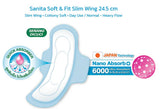 [ 1 แถม 1 ] SANITA SOFT& SLIM WING 24.5 CM 10'S
