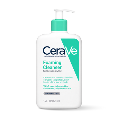 cerave foaming cleanser โฟมมิ่ง คลีนเซอร์ โฟมทำความสะอาดผิวหน้าและผิวกาย สำหรับผิวมัน ผิวผสม 475 ml. (16 oz.)
