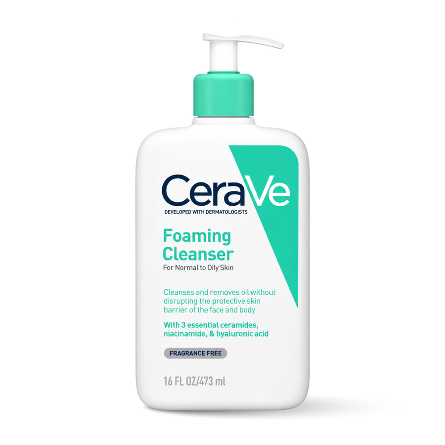 cerave foaming cleanser โฟมมิ่ง คลีนเซอร์ โฟมทำความสะอาดผิวหน้าและผิวกาย สำหรับผิวมัน ผิวผสม 475 ml. (16 oz.)