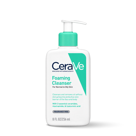 cerave foaming cleanser โฟมมิ่ง คลีนเซอร์ โฟมทำความสะอาดผิวหน้าและผิวกาย สำหรับผิวมัน ผิวผสม 236 ml. (8 oz.)