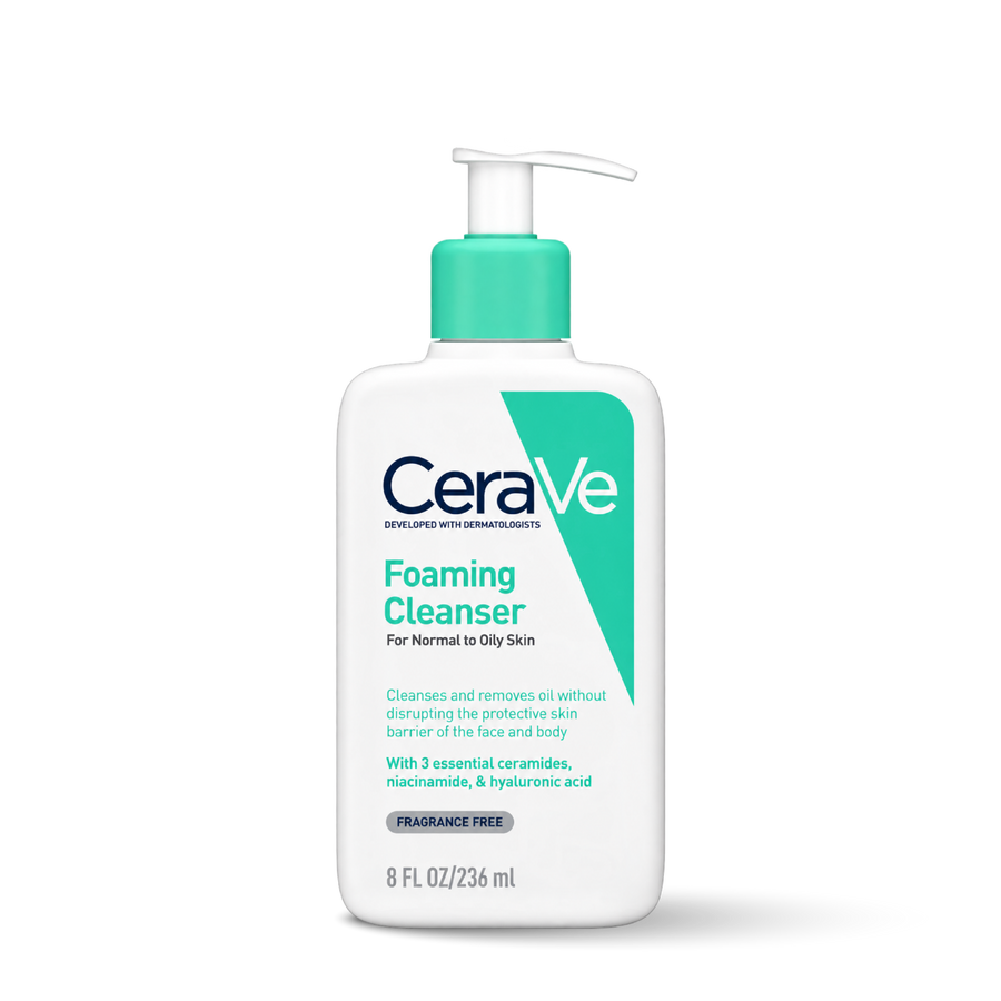 cerave foaming cleanser โฟมมิ่ง คลีนเซอร์ โฟมทำความสะอาดผิวหน้าและผิวกาย สำหรับผิวมัน ผิวผสม 236 ml. (8 oz.)