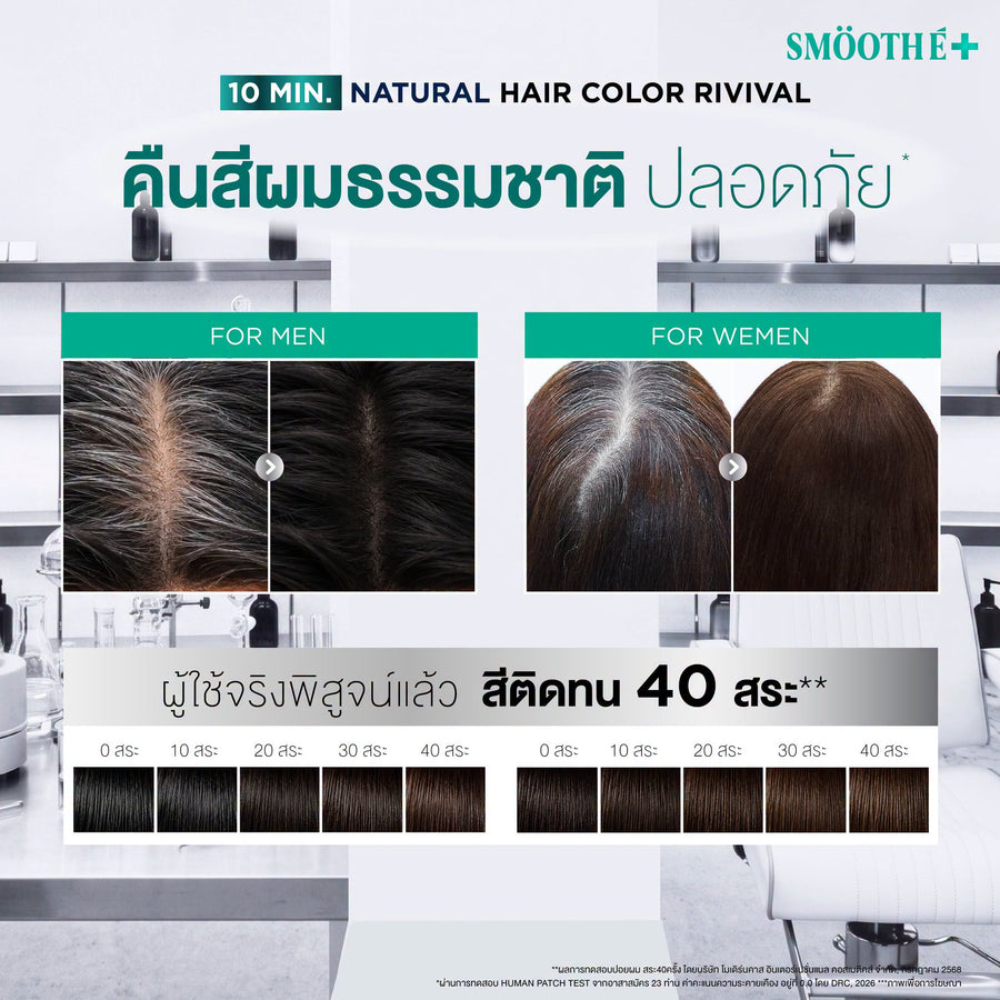 [New] Smooth E GENTLEMEN HAIR COLOR SHAMPOO (NATURAL BLACK) SACHET 30 GM. (6 PCS/BOX)