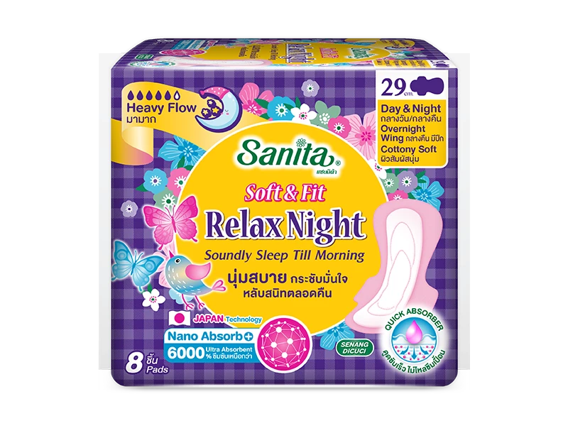 [ 1 แถม 1 ] SANITA SOFT & FIT RELAX NIGHT 29 CM 8'S