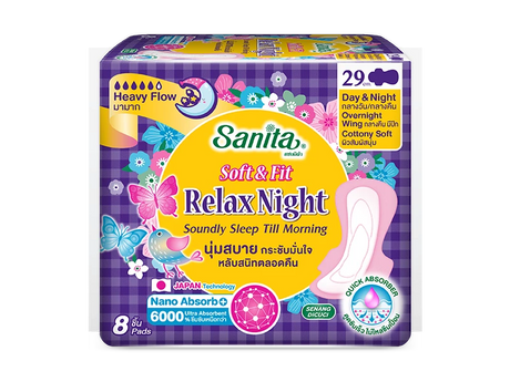 [ 1 แถม 1 ] SANITA SOFT & FIT RELAX NIGHT 29 CM 8'S