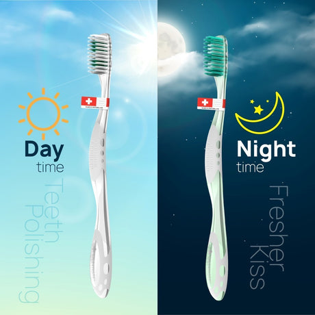 Dentiste Day - NightTime Toothbrush แปรงสีฟันสำหรับกลางวัน - กลางคืน กำจัดคราบพลัค ทำความสะอาดลิ้น เดนทิสเต้