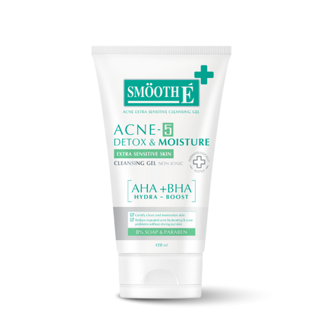 smooth e acne-5 detox & moisture extra sensitive cleansing gel 120 ml