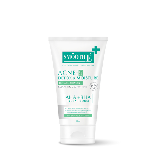 smooth e acne-5 detox & moisture extra sensitive cleansing gel 50 ml