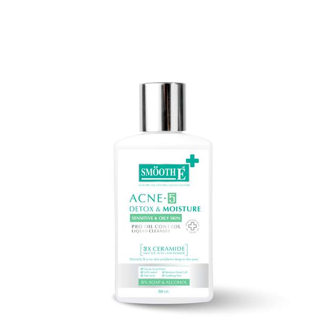 smooth e acne-5 detox & moisture liquid cleanser 50 ml
