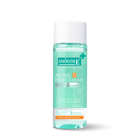smooth e acne-5 pore clear whitening toner 150 ml.
