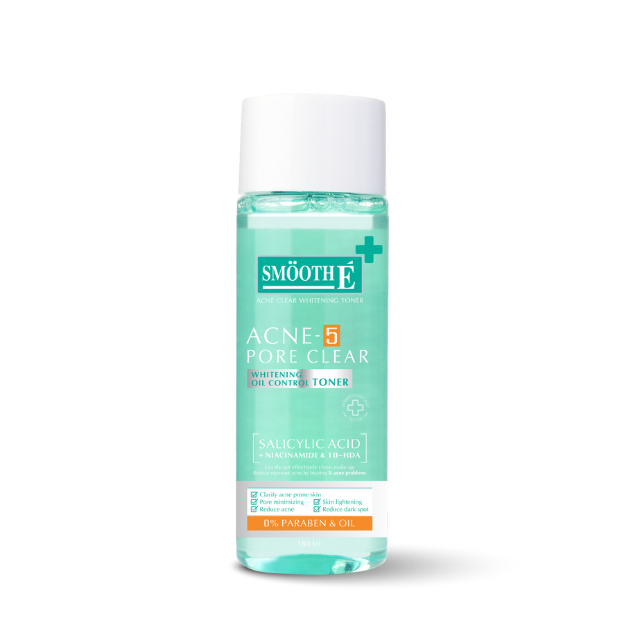 smooth e acne-5 pore clear whitening toner 150 ml.