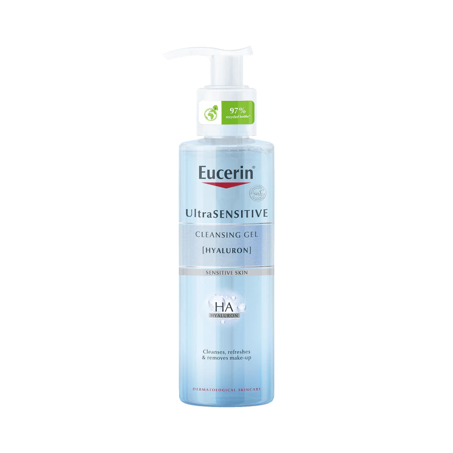 Eucerin US HYALURON CLEANSING GEL  เจลล้างหน้า เหมาะสำหรับผิวบอบบาง แพ้ง่าย