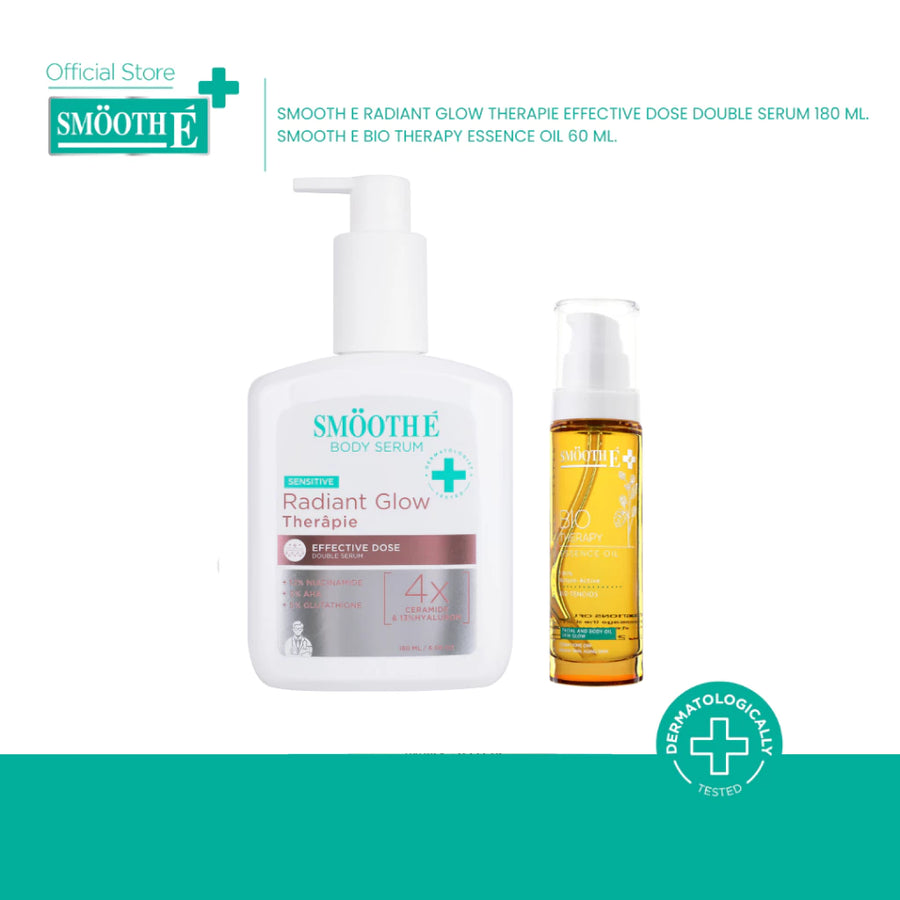 [แพ็คคู่สุดคุ้ม]  SMOOTH E RADIANT GLOW THERAPIE EFFECTIVE DOSE DOUBLE SERUM & SME BIO THERAPY ESSENCE OIL